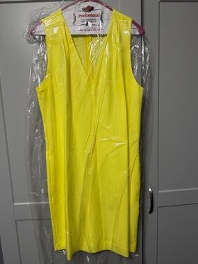 Banana Republic Bright Yellow V-Neck Sleeveless Midi Dress